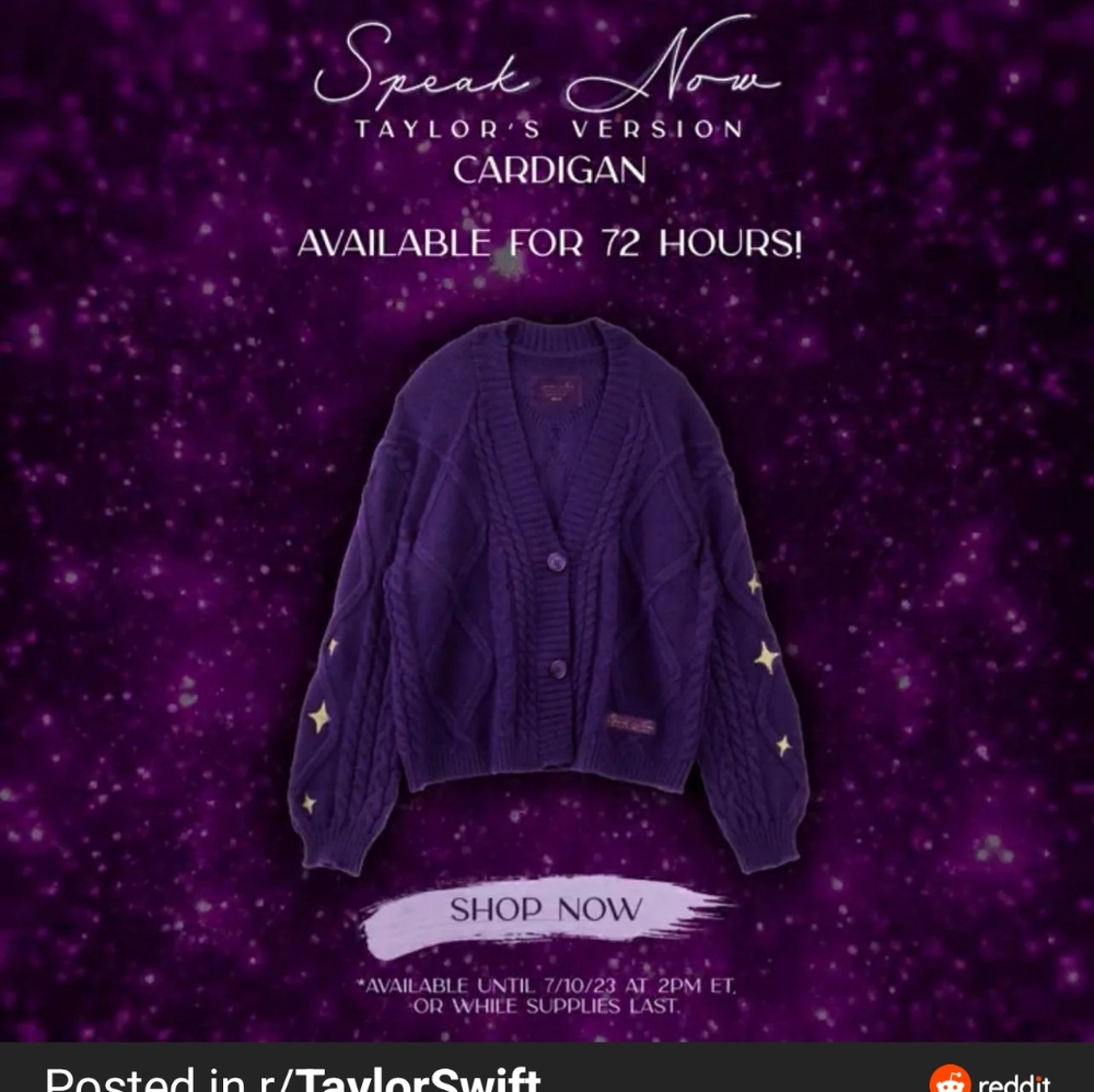 Official Taylor Swift Speak Now Cardigan XL/2XL